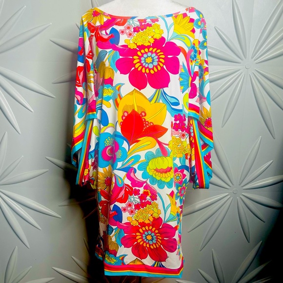 Trina Turk Other - NWT Trina Turk SZ M Orange/pink/white/blue floral swim tunic dress/coverup.